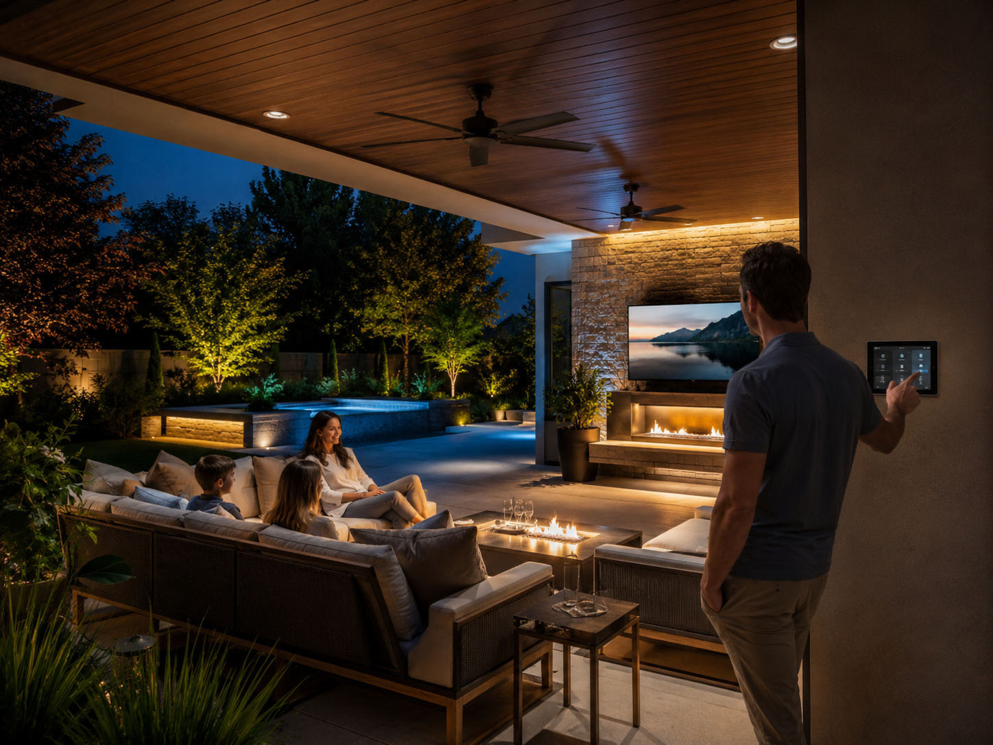 Skilled technician programming integrated smart home devices through centralized control interface